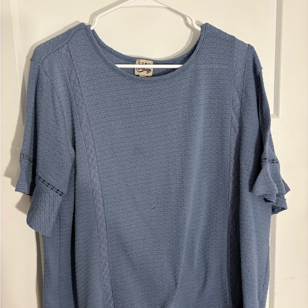 Como Vintage Textured Blue Blouse